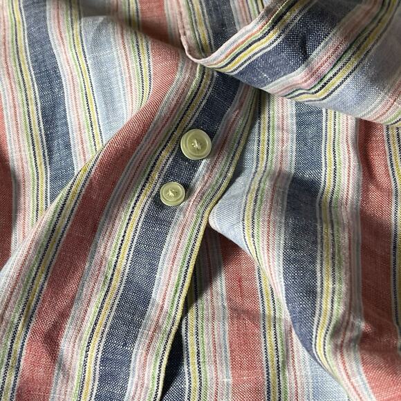 Brooks Brothers Madison Shirt Mens XXL Pink Blue Irish Linen Striped Button Down - Picture 5 of 6